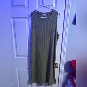 a new day Olive Green Ribbed Sleeveless Midi Dress